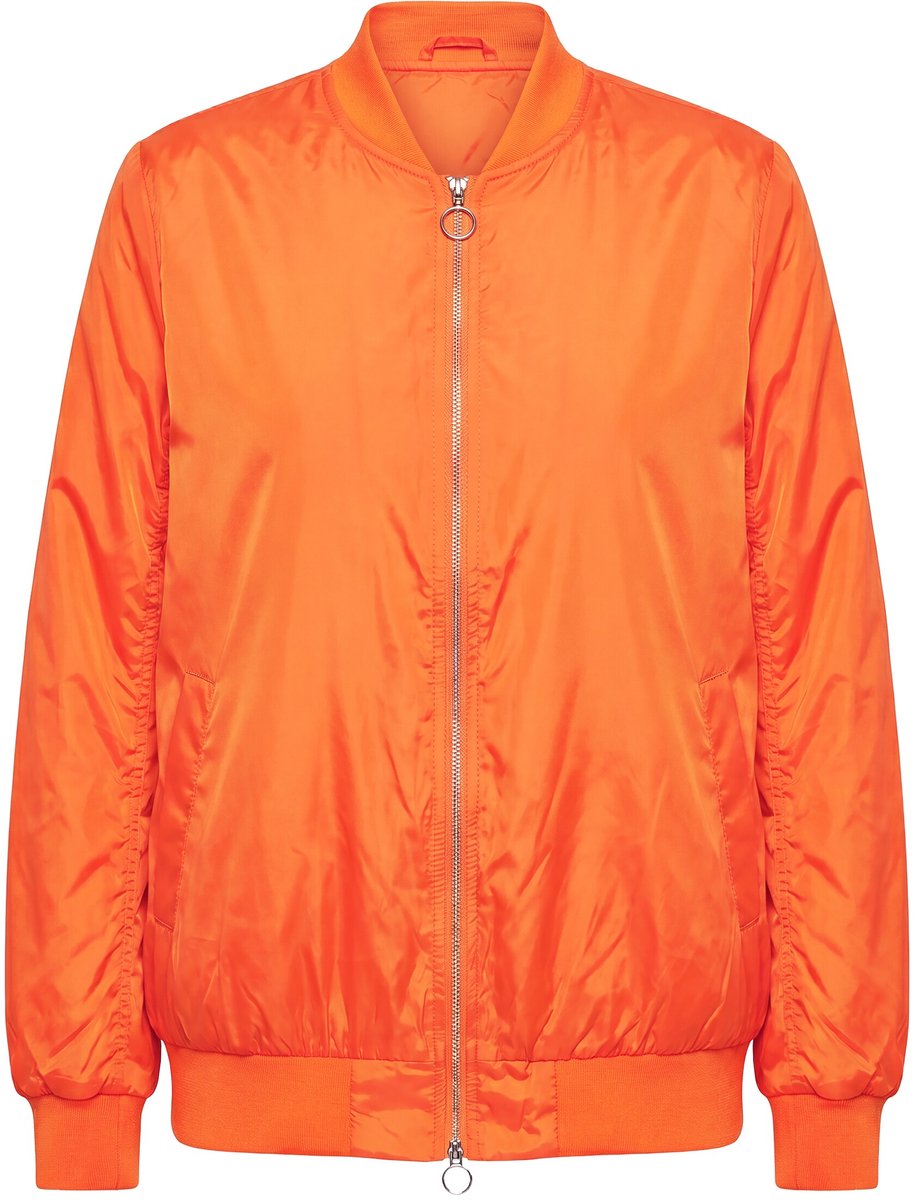 MIAMODA - Dames - Blouson relaxed fit gerimpelde lange mouwen - Oranje - Maat 42
