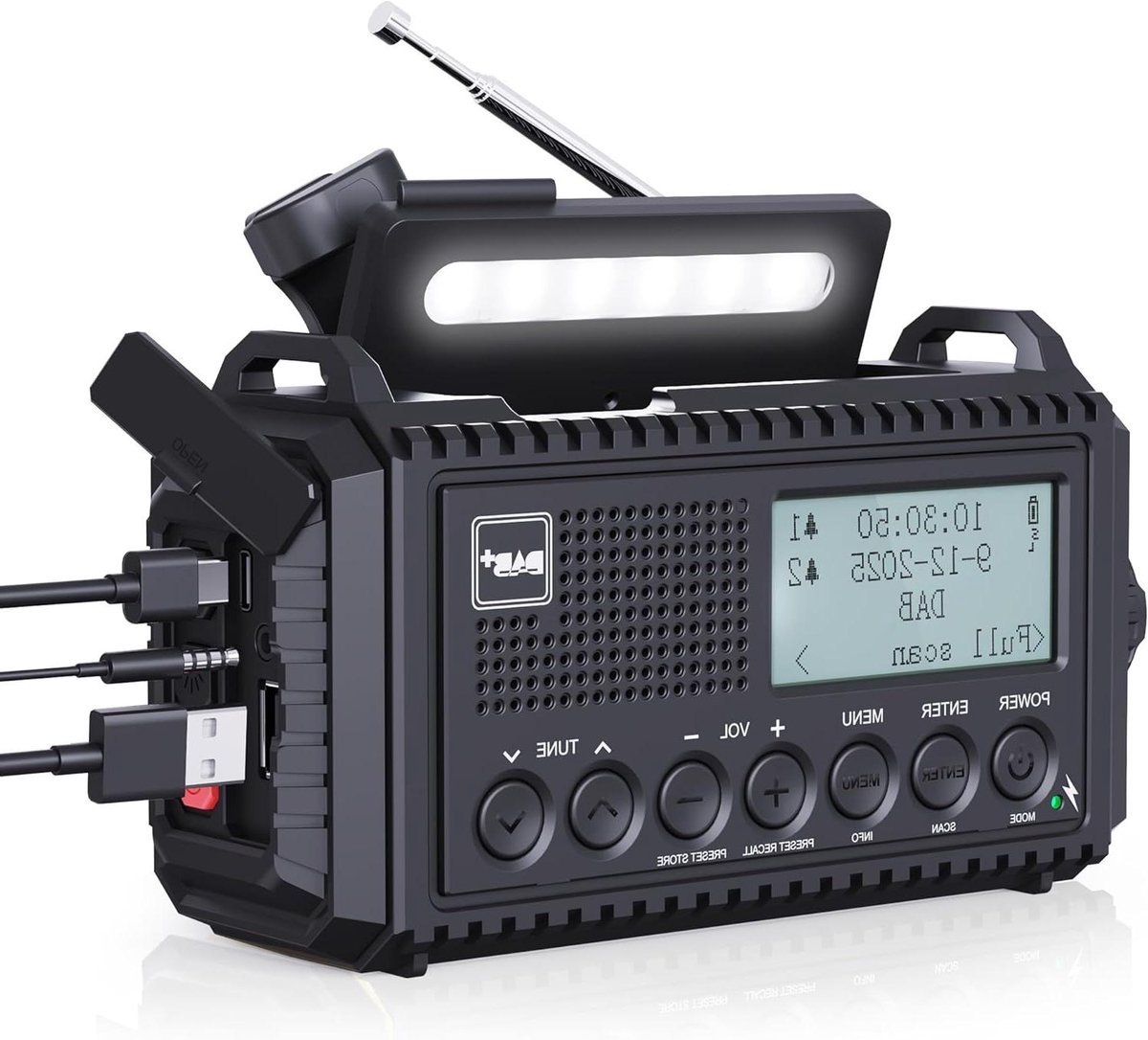 Draagbare Radio - Digitale Ontvanger - Buitenactiviteiten Luisteren - Noodstroom Functie - 5000 mAh Batterij - Zwart