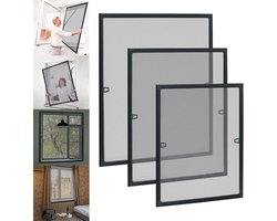 Aluminium Raamhor - Muggennet - Insecten Buiten Houden - Zonder Boren - 100x120cm - Zwart