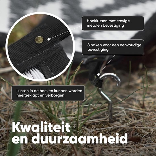 Buitenkleed - Picknickkleed Terraskleed - Kamperen en Terras - Weerbestendig Lichtgewicht - 270x300 cm - Zwart — afbeelding 3