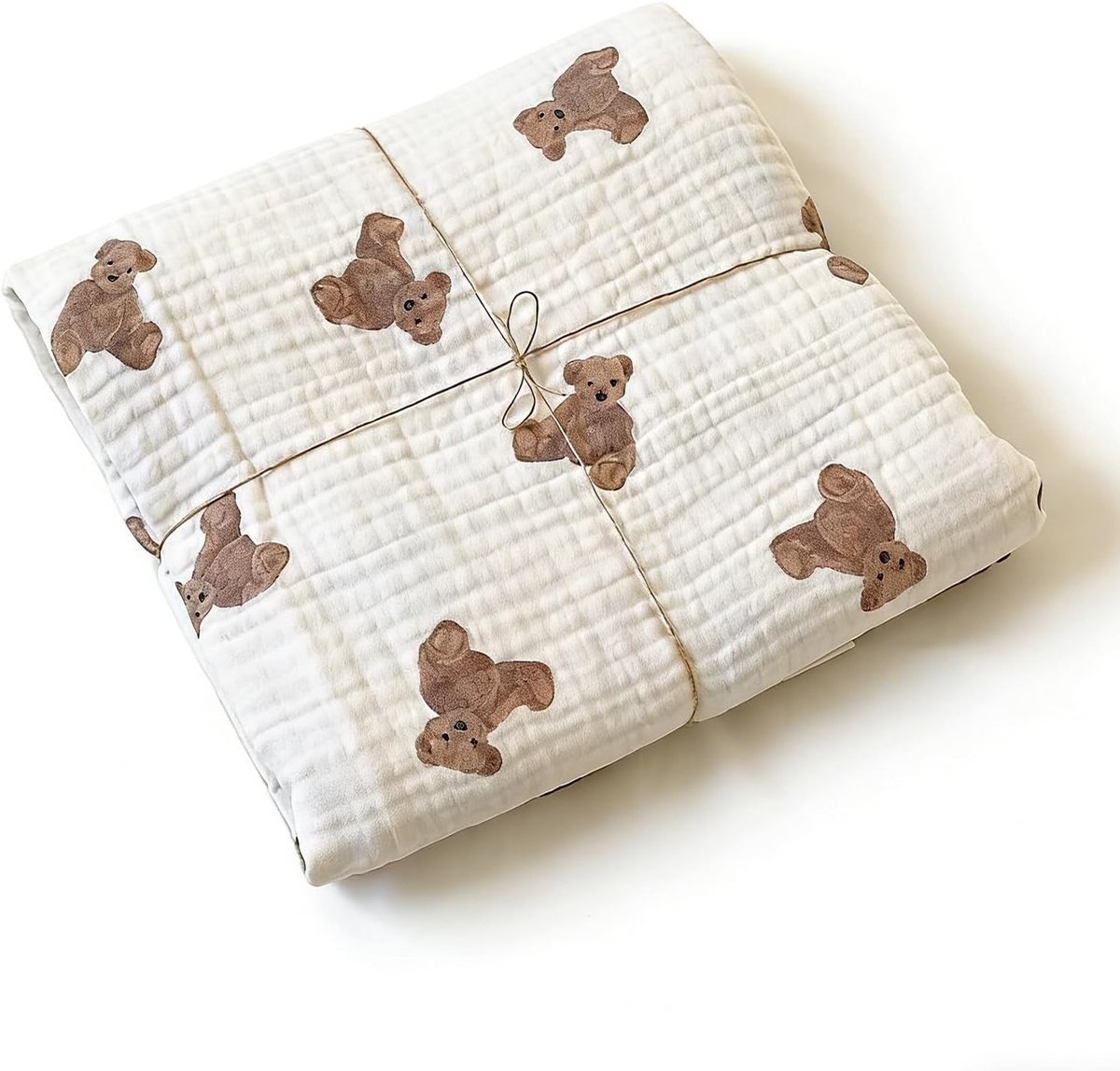 Grote Muslin Swaddle Dekentje 90 x 130 cm - Zacht, Dun en Ademend 100% Katoen - Perfect als Cadeau voor Baby's, Ideaal voor Zomer en Winter met Schattig Berenpatroon