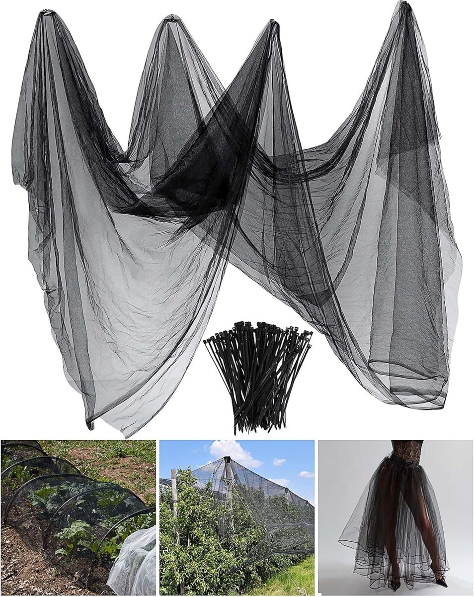 Insectennet voor Tuin - Bescherming tegen Vliegen en Vogels - 3x4m Zwart Tuinnet voor Planten en Gewassen