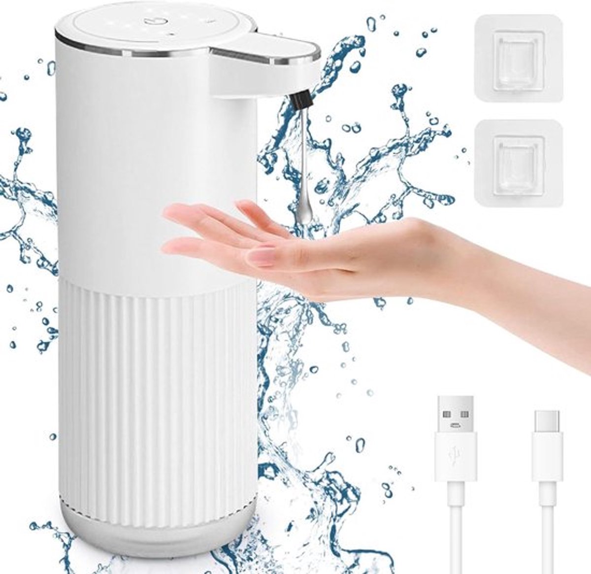 Vloeibare Zeepdispenser met 400ml Capaciteit, Oplaadbaar en Aanraakvrij, Instelbare Vloeistofhoeveelheid, IPX5 Waterdicht - Wandmontage.
