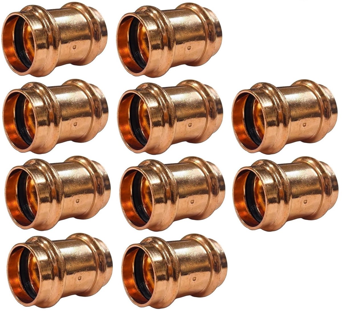 SnelShoppen - EZ-FLUID 1/2" Druk x Pers LF Koperen Aansluiting - Professionele Koperen Montage met Roll Pijp Buisstop - Ideaal voor Residentieel en Co