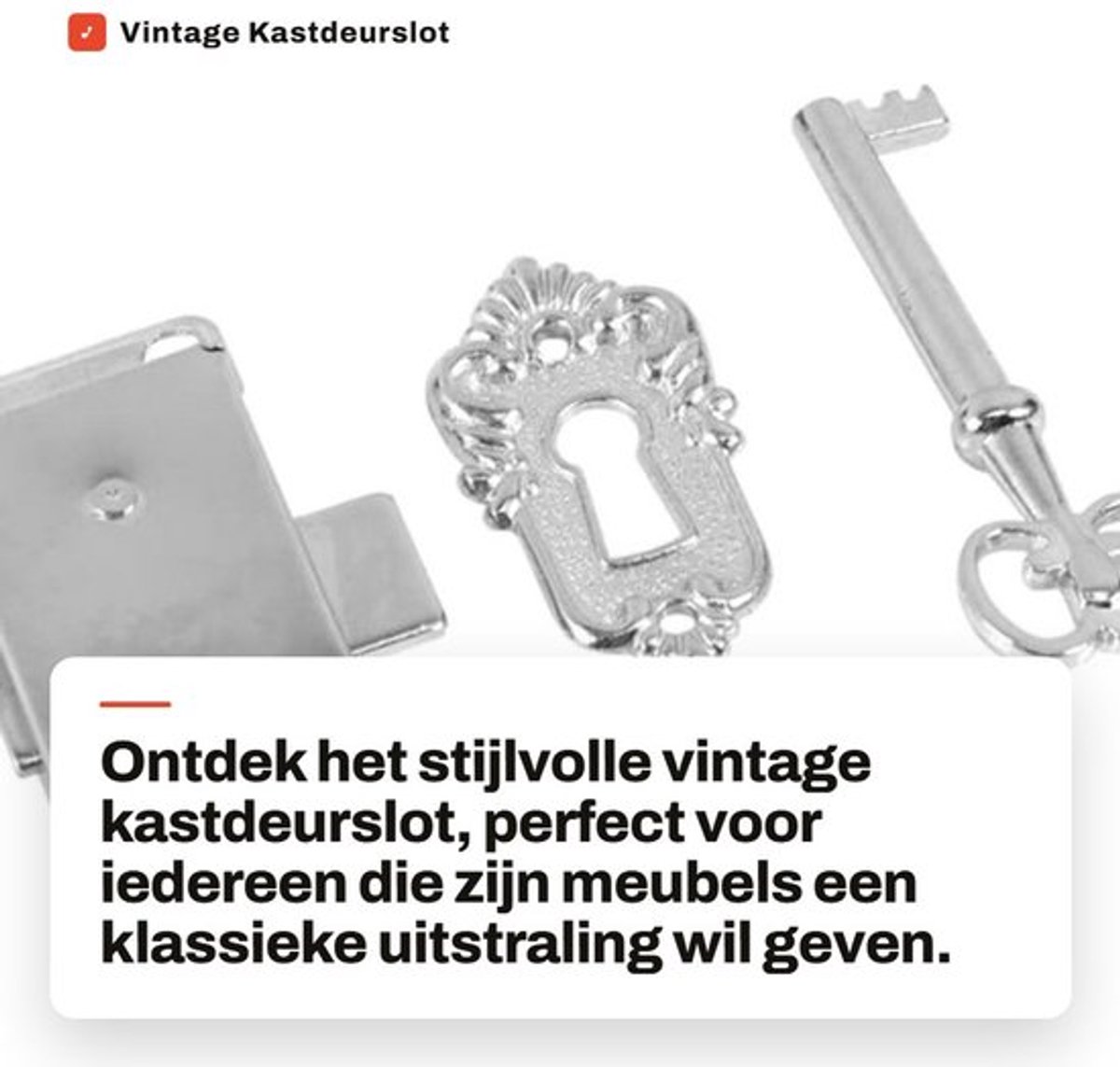 Kastdeurslot Retro Design - Deurslot Binnendeur - Deurslot met Sleutel - Kastdeur Slot - Vergrendeling - Compacte Afmetingen 5,3 x 2,5 x 0,9 cm