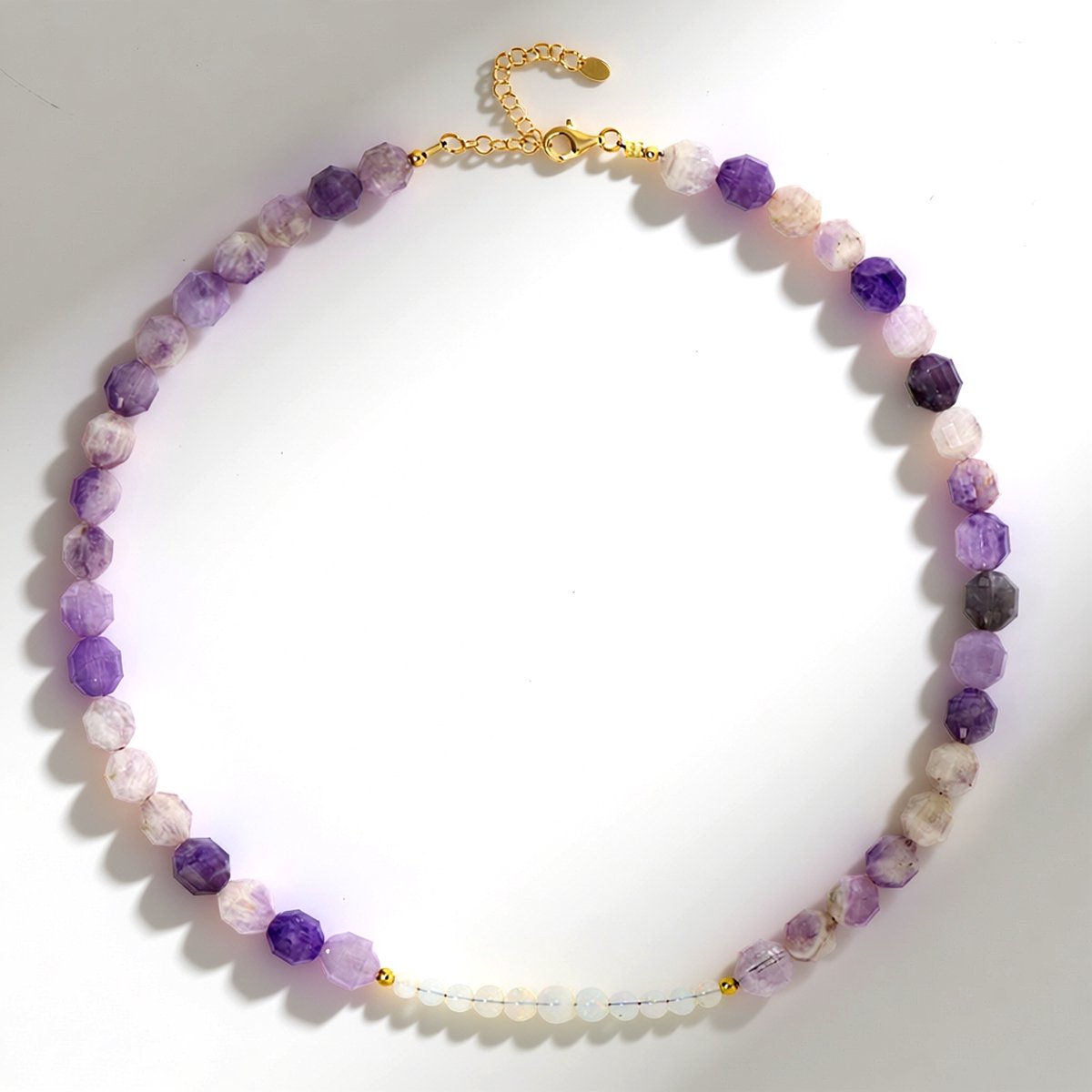 Cavill - Zilveren Halsketting 925 Sterling - Lavendel Amethist 1,69 ct & Welo Opaal 0,12 ct - Elegante Verfijnde Ketting Verguld