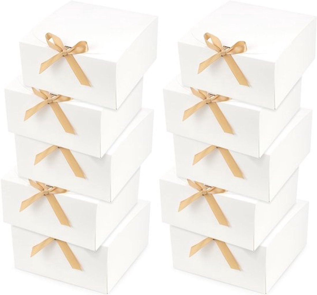 Grote witte cadeauboxen met deksel - 10 stuks - Perfect voor verjaardagen, feestjes en geschenken - Kartonnen verpakking 20 x 20 x 10 cm