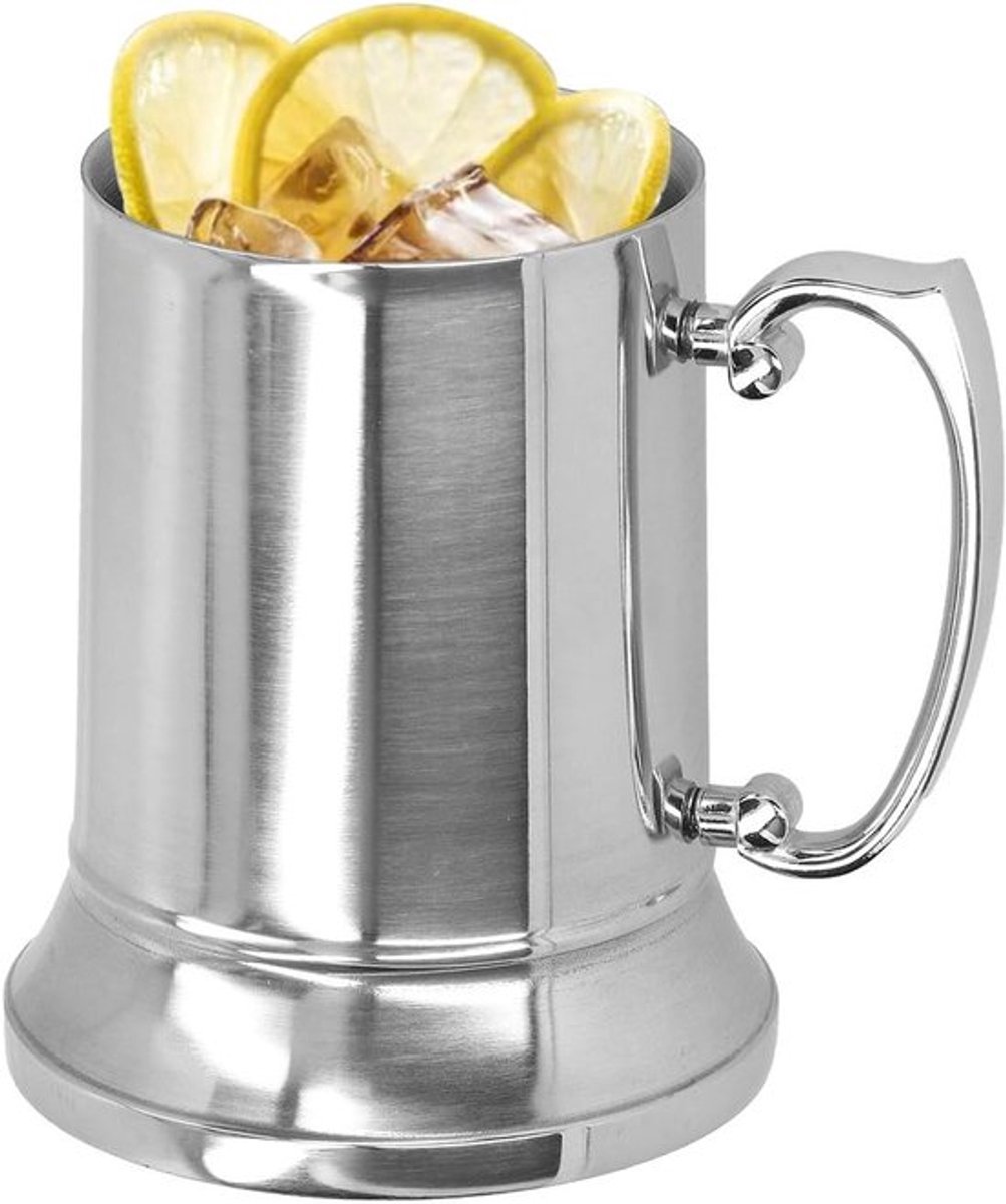 Dubbelwandige RVS Koffiemok met Handvat, Ideaal voor Thuis en Op Reis - 560ml, Duurzaam en Isolerend