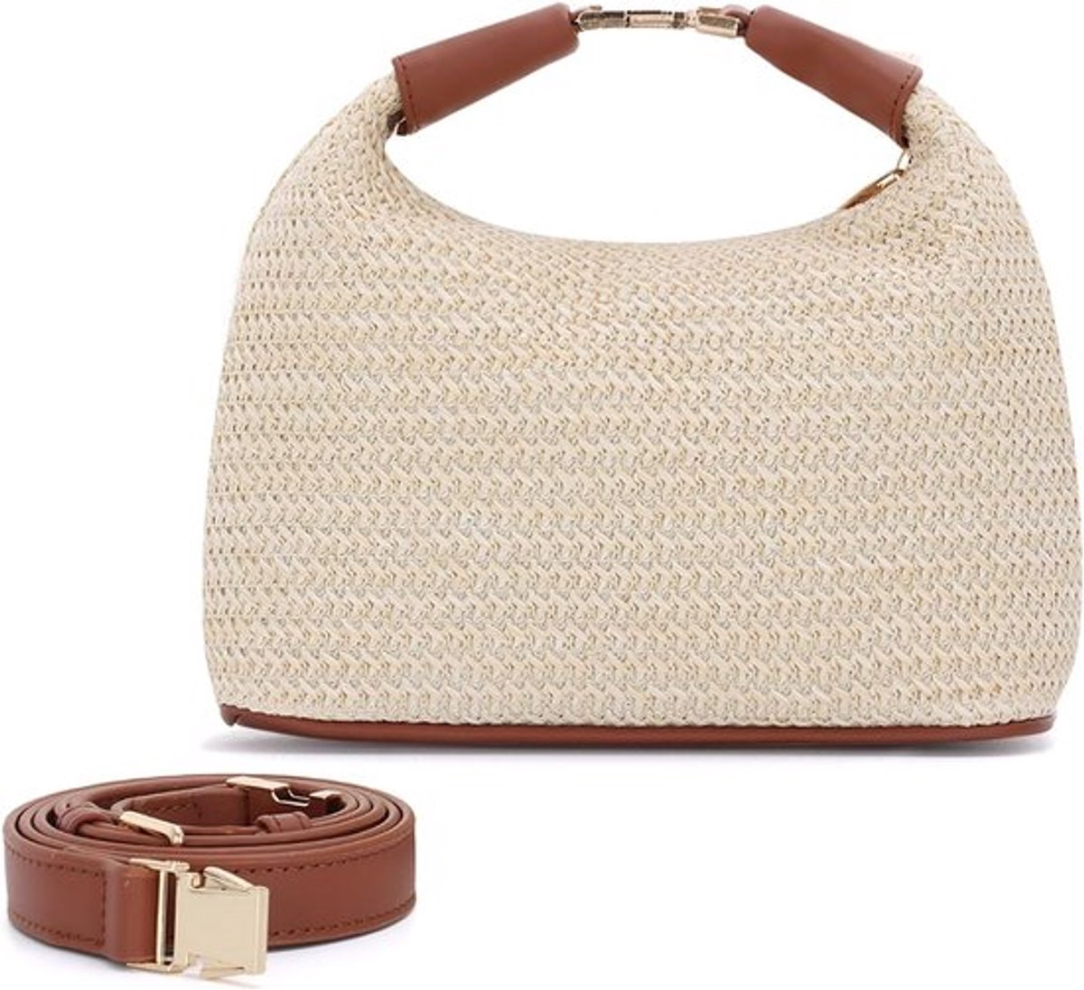 Vrouwen Woven Stro Handtas, Zomer Crossbody Strandtas met Handvat, Kleine Schooltas voor Vakanties en Dagelijks Gebruik