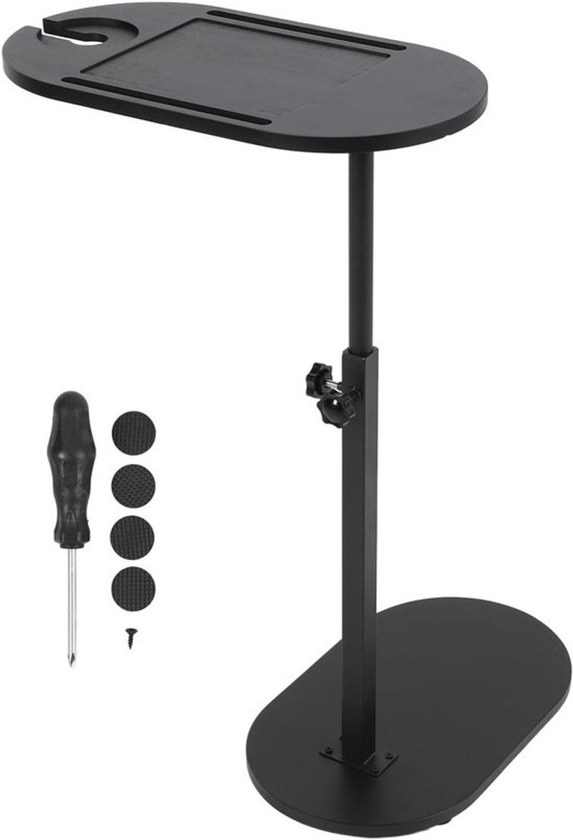 C-vormige zijtafel met 360 graden draaibaar houten blad voor woonkamer, slaapkamer en balkon, modern design en multifunctioneel gebruik