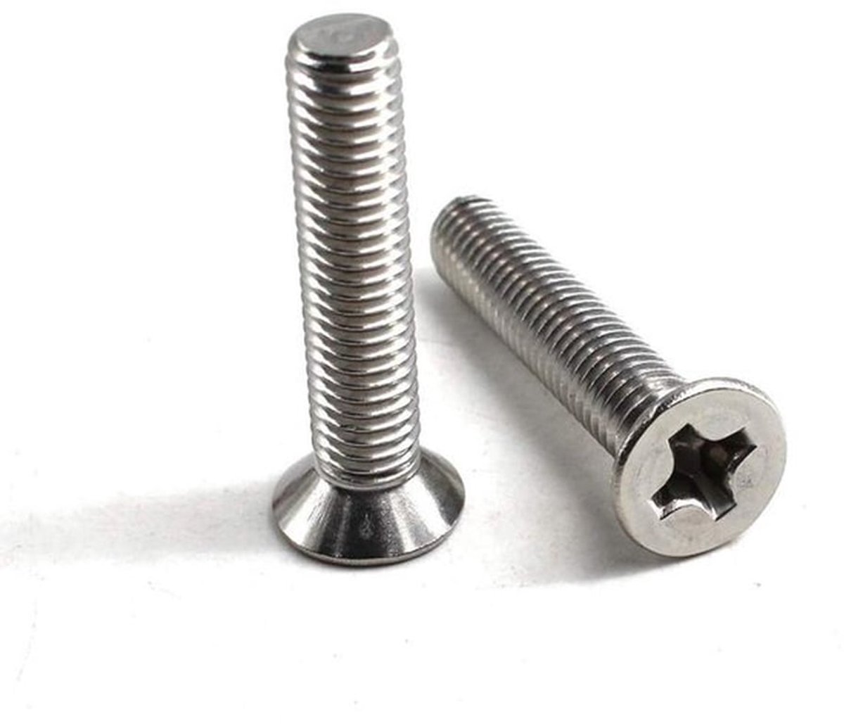 40 mm Platkopmachine schroeven van roestvrij staal x30 stuks - M6 304 verzonken schroeven