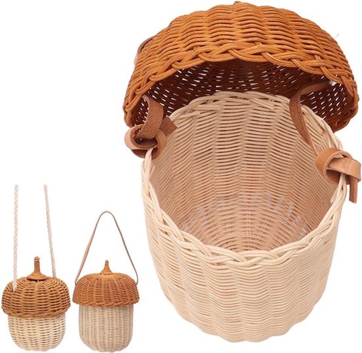Handgeweven Rieten Opbergmand voor Kinderen - Decoratieve Paddenstoelen Mand voor Fotografie, Speelgoed en Accessoires