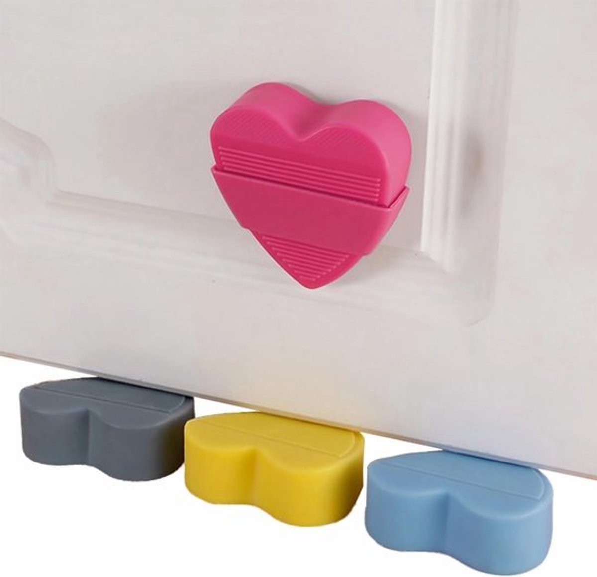 Set van 4 Deurwiggen in Hartvorm, Rubber Deurstoppers met Opbergbasis, Antislip Vloerbescherming en Schattige Woonaccessoires voor Thuisgebruik