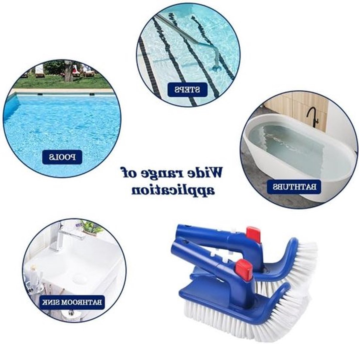 Complete Set voor het Schoonmaken van Zwembaden en Spa's - 2-delige Borstelset met 360° Rotatie, Ideaal voor Zwembadwanden, Badkamers en Vloeren