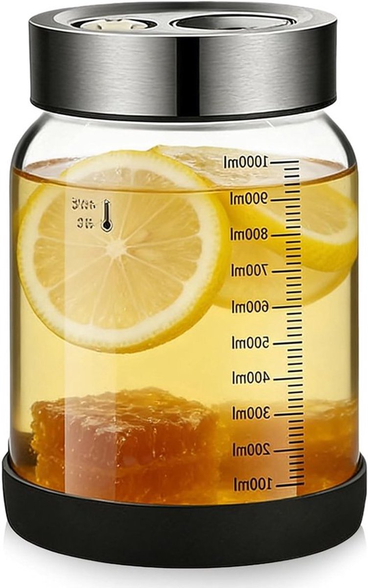 Fermentatieglas met Deksel van 1 Liter voor Kimchi en Zuurkool, Lekvrij en Luchtdicht, Ideaal voor Kefir en Groentemarinades