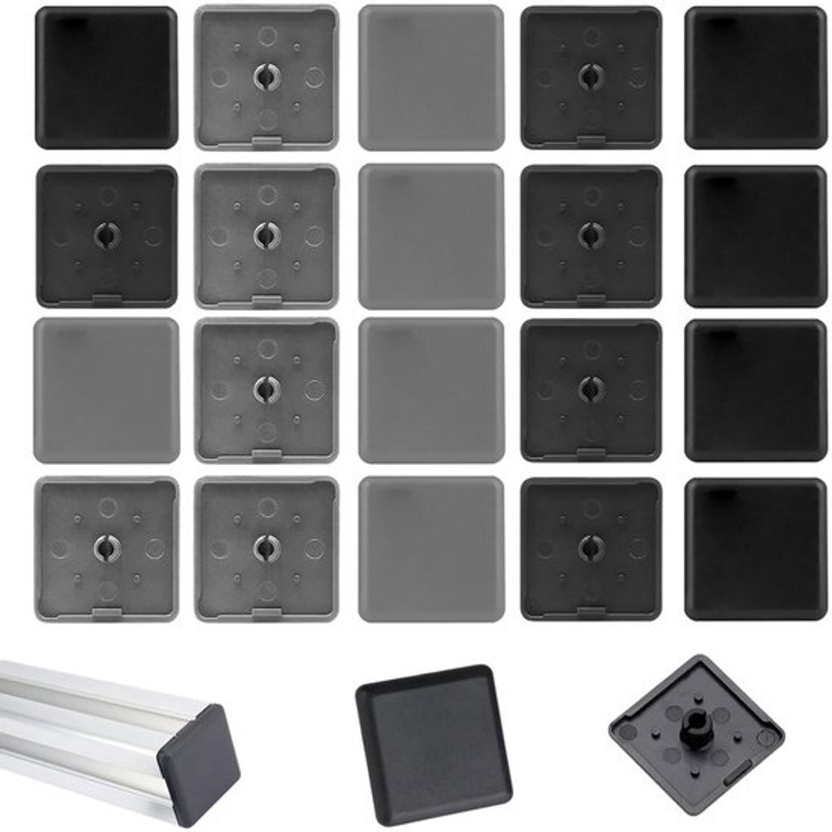 Kunststof extrusie eindkappen - 20 stuks voor aluminium profielen - Europese standaard eindkappen