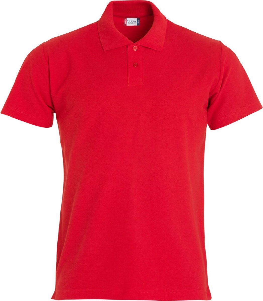 Clique Basic Polo S/S Junior 028232 - Rood - 110-120