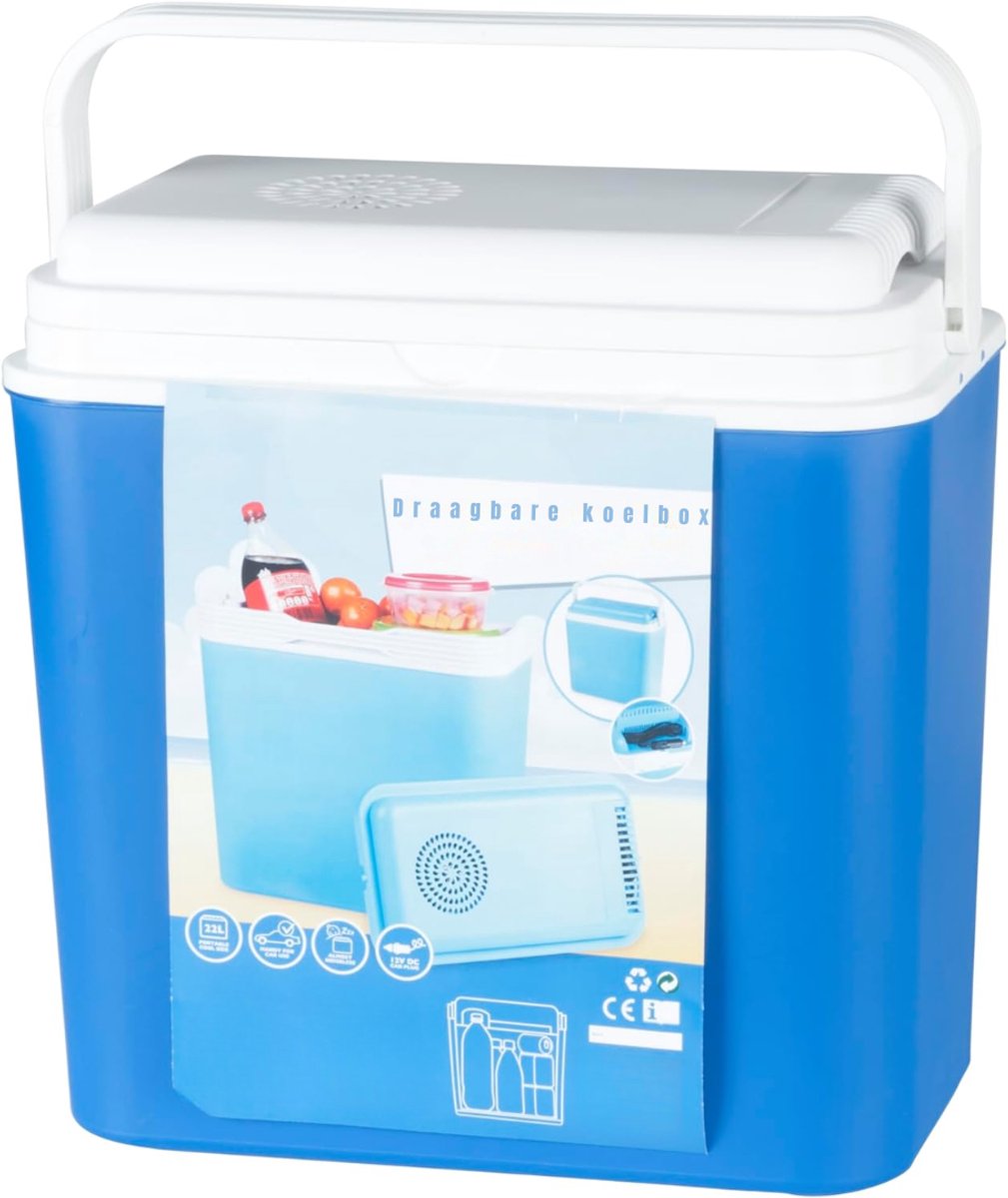 KIRA® Koelbox - 22L Capaciteit - Thermo Elektrische Koelbox - Draagbare Koelbox - Blauw - ‎39cm x 23cm x 40cm