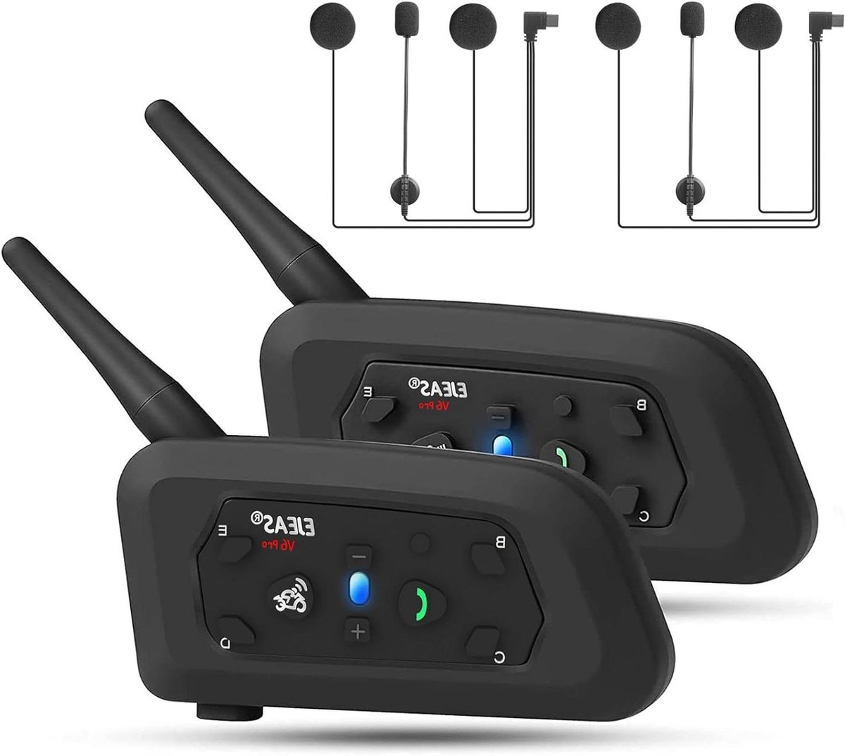 Motorhelm Communicatie - Motor Intercom - Veilig Communiceren - Bluetooth 5.1 Connectie - 6 Personen Koppelen - Zwart