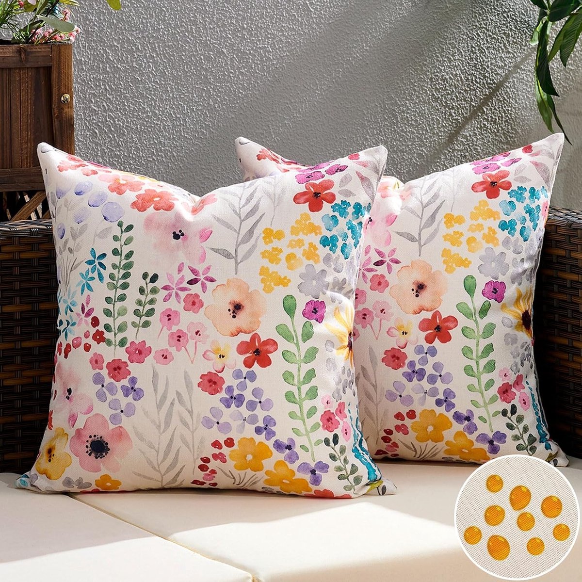 Kussenhoezen 50 x 50 cm Roze met Kleine Bloemen Waterdicht Bloemmotief Set van 2 voor Woonkamer en Balkon