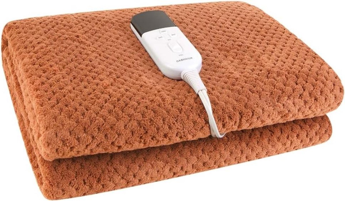 Verwarmde deken - Elektrisch plaid - Warmte en comfort - Dubbellaags flanel - 150 x 80 cm - Bruin