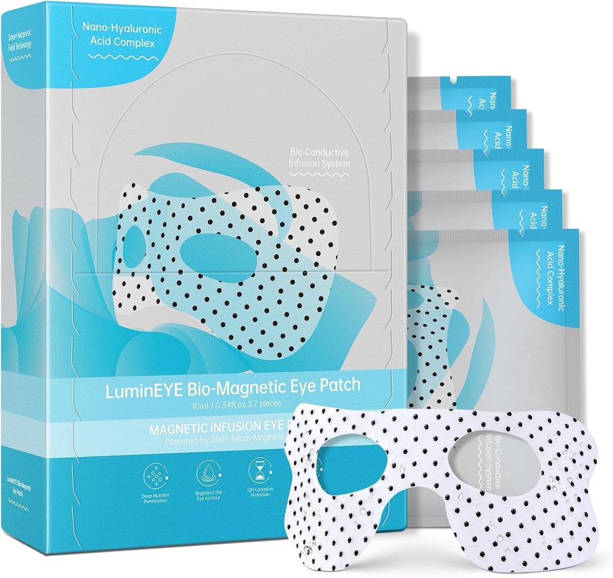 Oogpads met Magnetische Technologie voor Vermindering van Puffiness, Rimpelbestrijding en 24 Uur Hydratatie (Verpakking van 7)