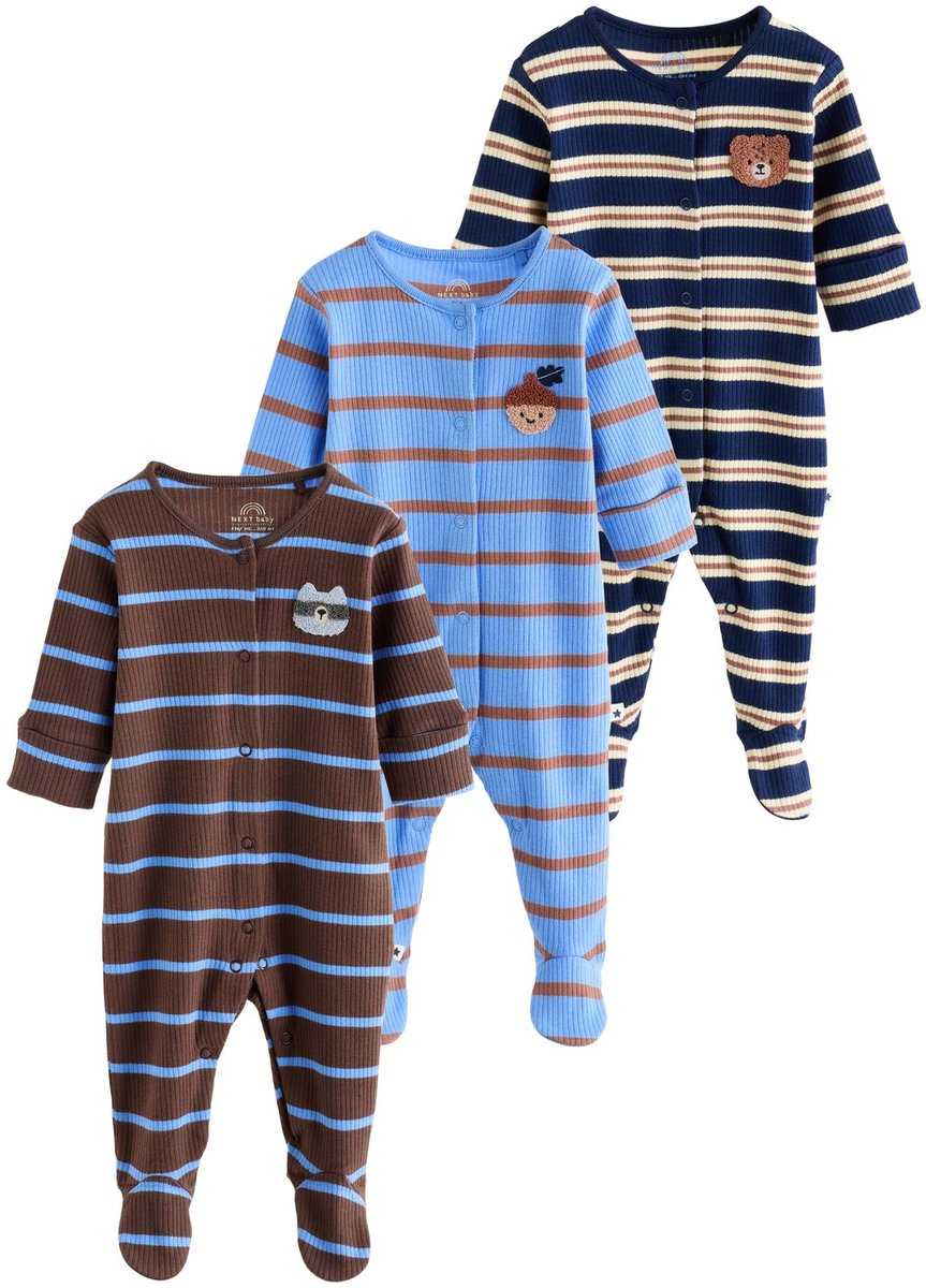 Next - Jongens - Set van 3 babypyjama's - Blauw