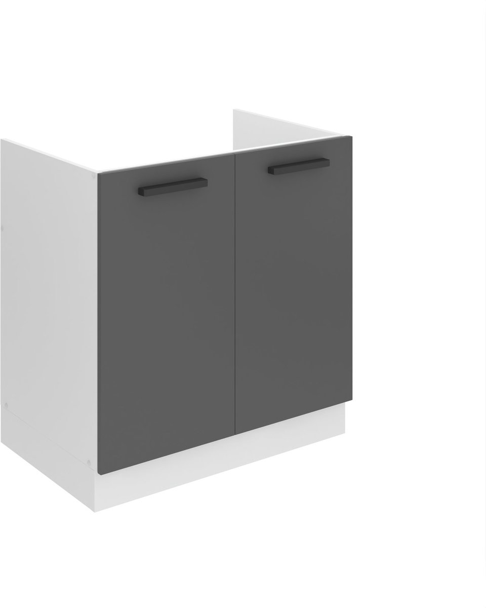 BELINI Spoelbakkast SDZ 80 cm met 2 Deuren - Zilver Mat
