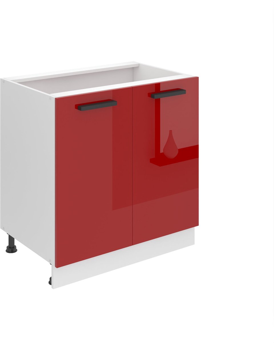 BELINI Keukenonderkast SD 80 cm met 2 Deuren - Rood Hoogglans