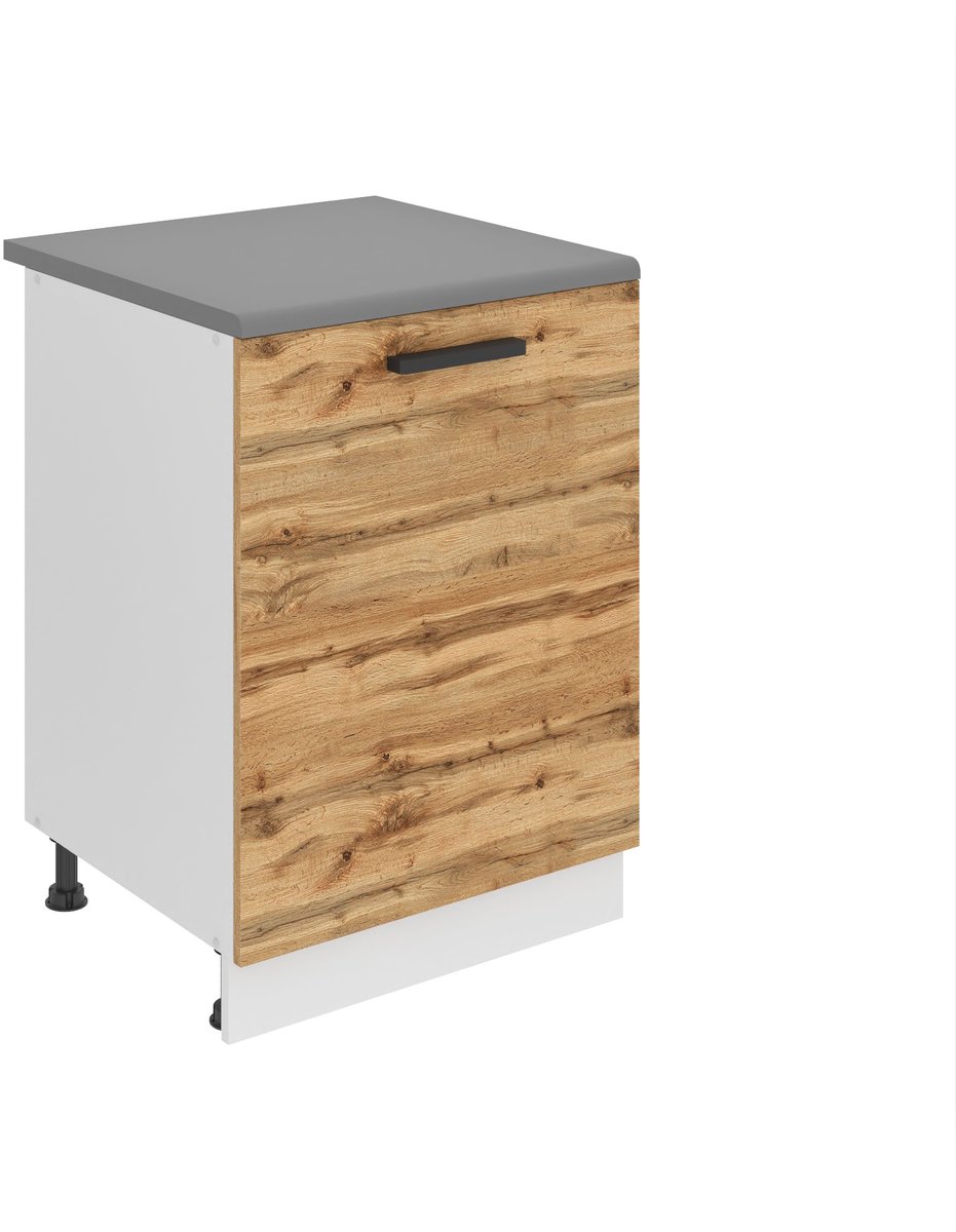 BELINI Keukenonderkast SD 60 cm met 1 Deur met Werkblad - Wotan Eiken