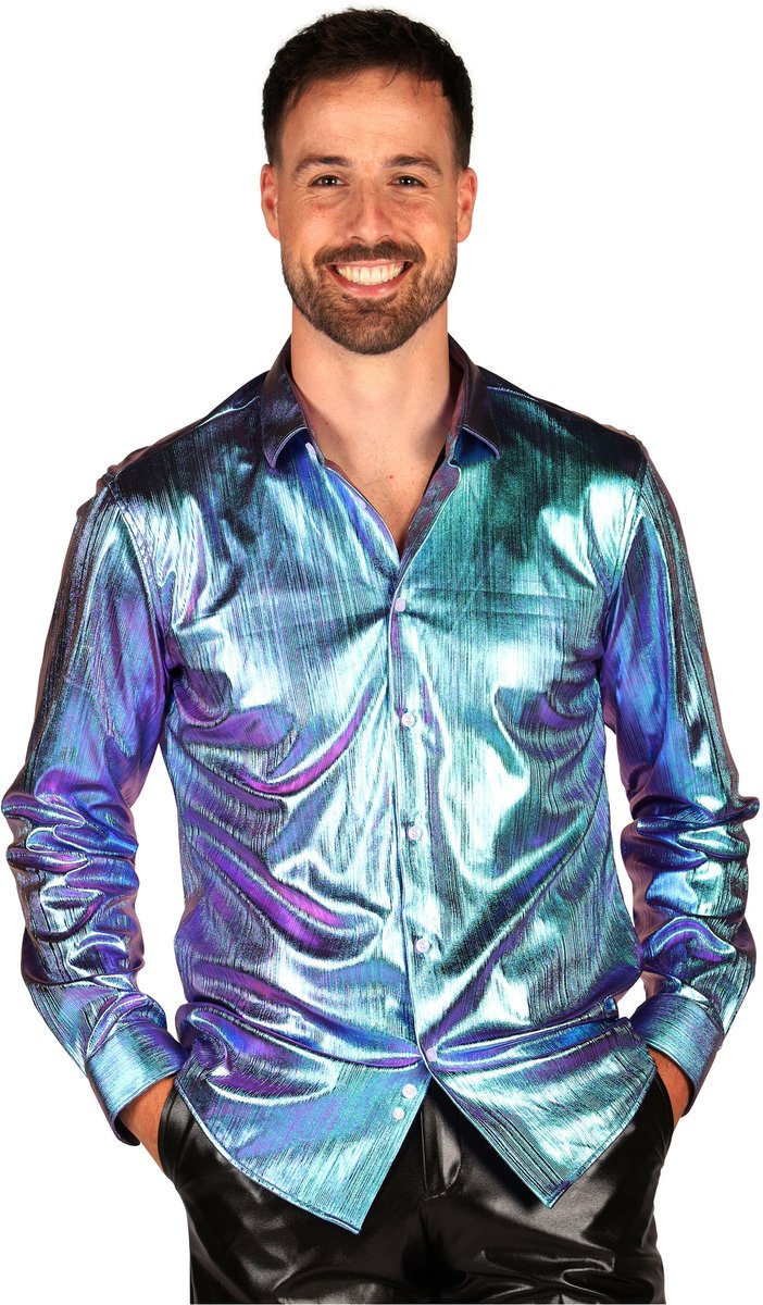 Blouse Petrol - Shining Star - Jaren 80 en 90 Disco - Heren