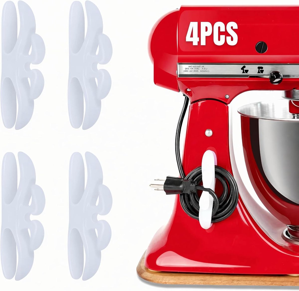 4-delige kabelorganizer voor keukenapparaten, handige draadoplossing voor mixers, koffiezetters en meer, transparant ontwerp