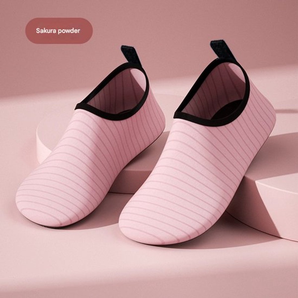 Dunne Strepen Kersenbloesemroze Watersokken, Smalle Antislip Zwemschoenen Maat 38-39 Unisex, Flexibele Aqua Schoenen Voor Strand, Zwembad En Snorkelen
