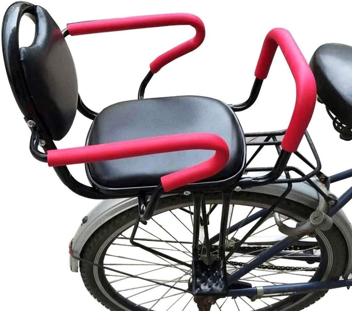 Kinderfietsstoeltje - Achterzitje Fiets - Veilig Vervoer - Verstelbare Onderdelen - 26cm x 18cm - Zwart