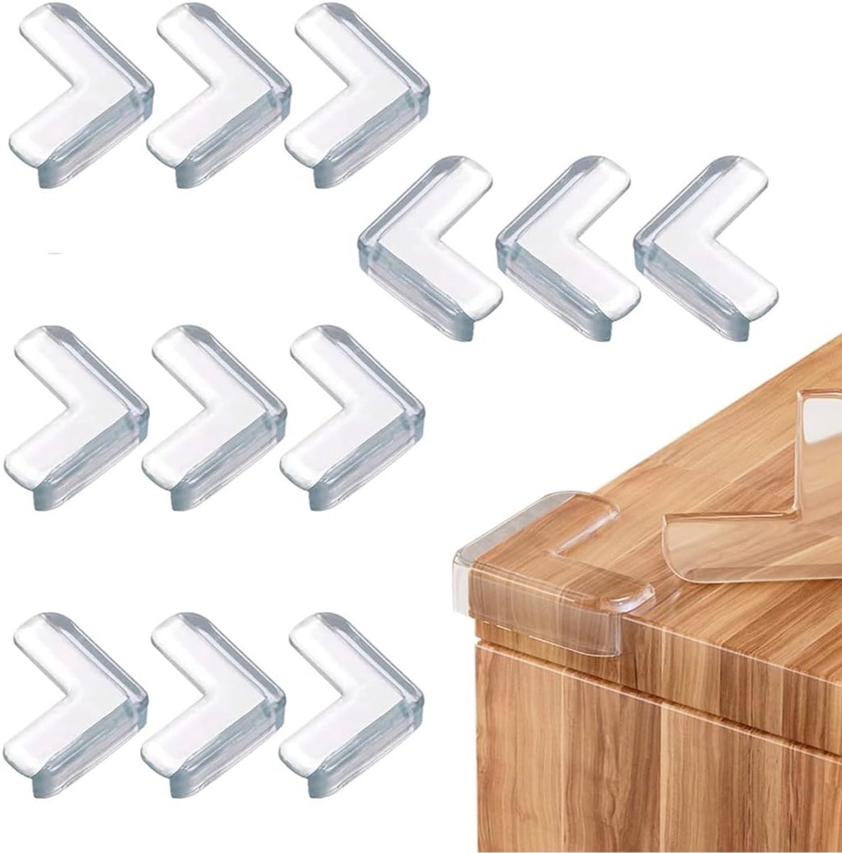 12 x Hoekbescherming voor Kinderen, Transparante L-vormige Randbescherming voor Tafel- en Meubelhoeken, Veiligheid voor Baby's en Ouderen, Duurzaam en Flexibel Rubber
