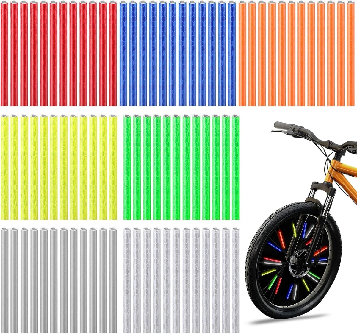 Kleurrijke Fiets Spaken Reflectoren Set van 84 Stuks, 75mm Waterproof Reflectors voor 360° Zichtbaarheid en Herbruikbaar voor Alle Fietstypes