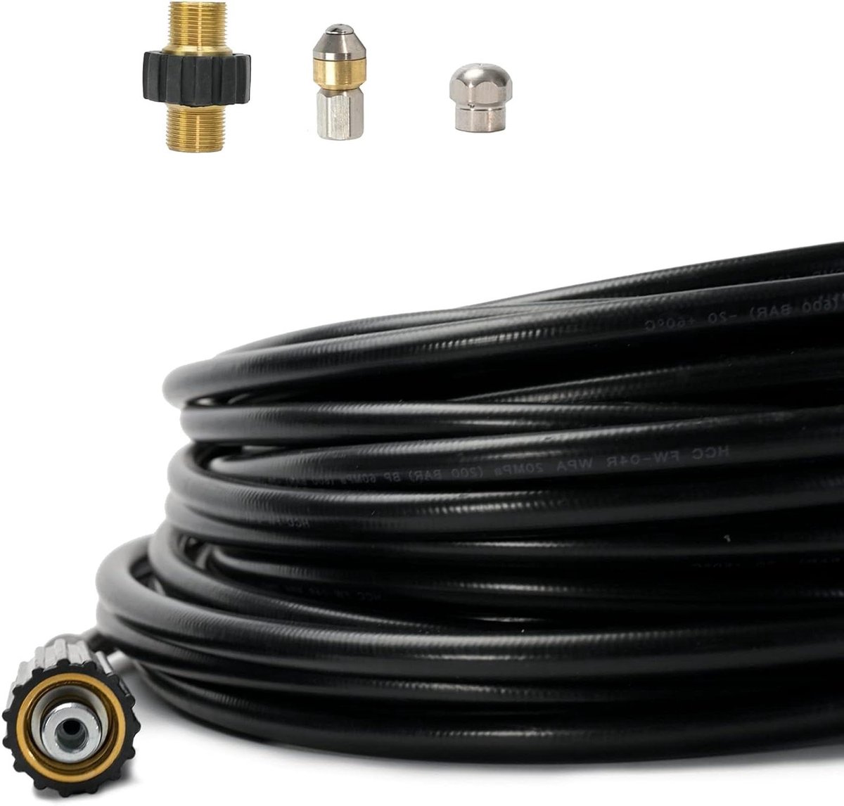 Reinigingsslang Set - Afvoer Ontstopper - Verstopte Afvoer - Roterende Sproeier - 30 Meter - Zilverkleurig