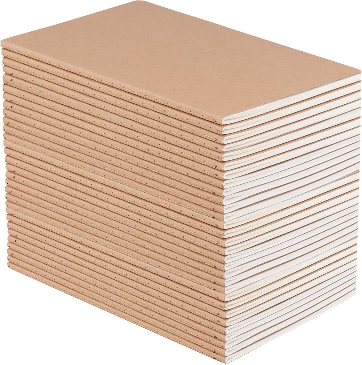Thijox - A5 Notitieboek Set van 30 Stuks, Blanco Kraftpapier, 80g/m², Draadbinding, Perfect voor Kantoor, School en Kunstenaarstekeningen