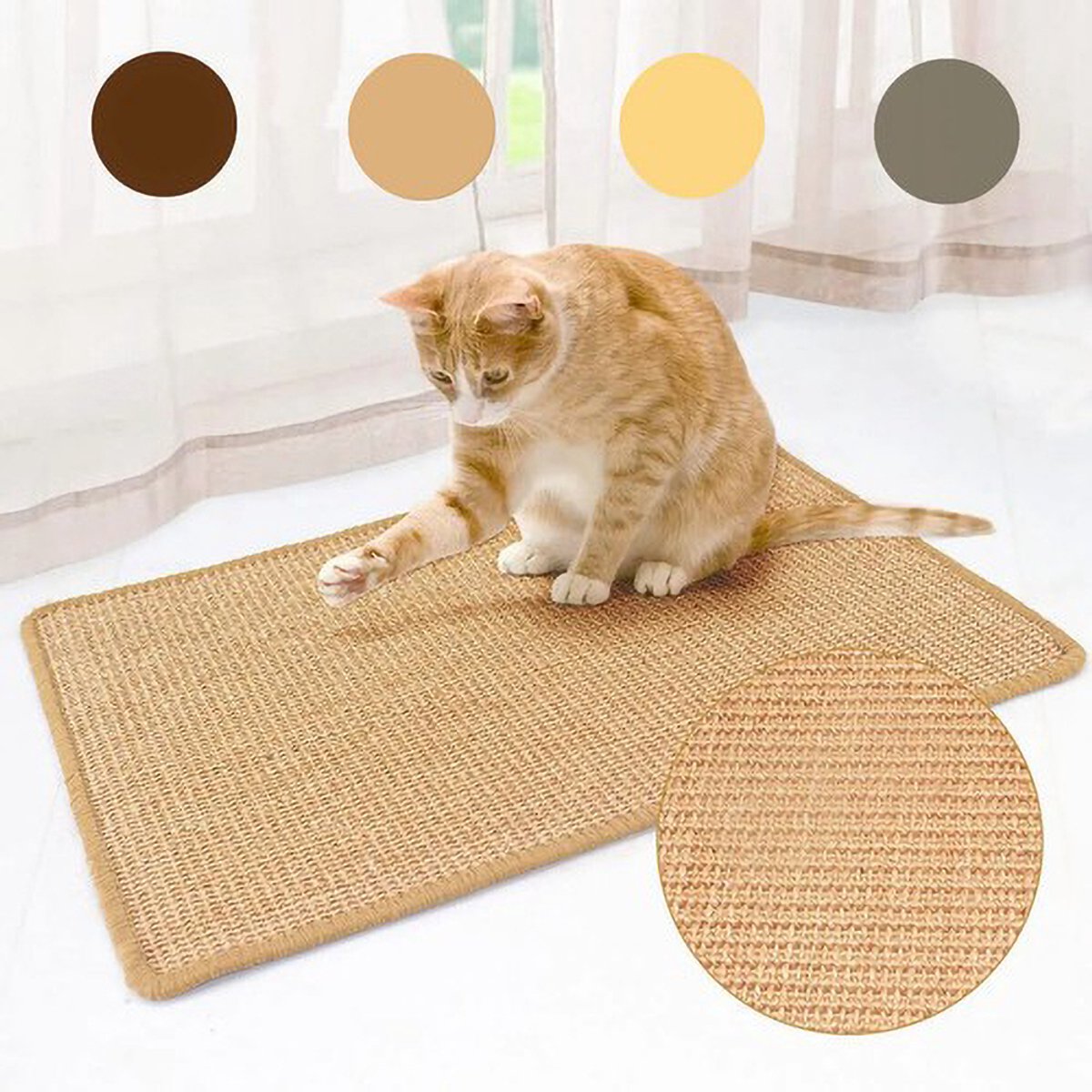 Krabmat voor katten - Tweedelige set - Verticale krabpaal voor aan de muur - Huisdiermat - 30*60 cm - Natuurlijke sisal krabpaal - Geschikt voor binnenkatten - Krabpaal voor aan de muur - Sisalmateriaal - Huisdierbenodigdheden