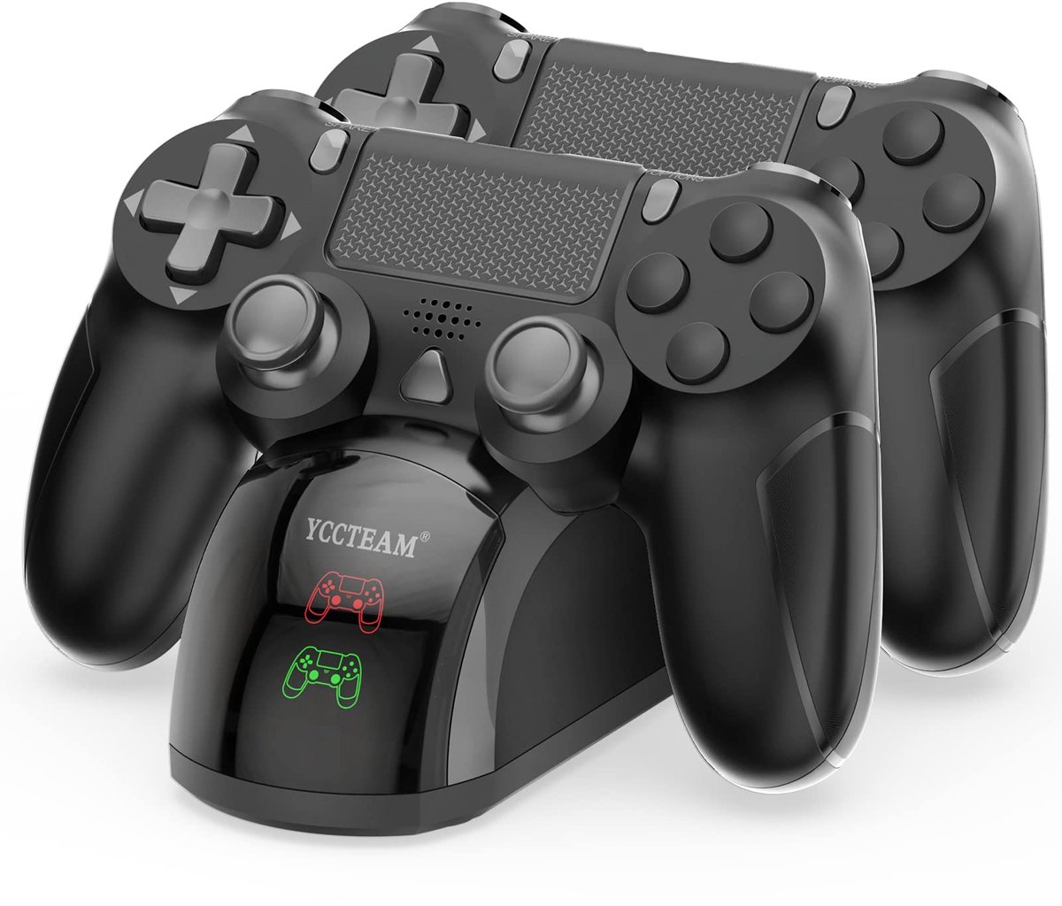 SnelShoppen - Snelle Dubbele PS4 Controllerlader - Oplaadstation voor PS4, PS4 Slim en PS4 Pro - Inclusief 4 Duimgrepen - USB Oplaadkabel - Compact en