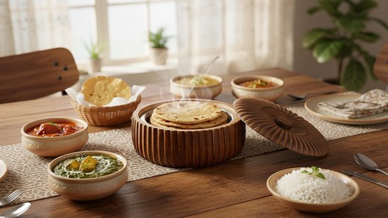Handgemaakte houten Mexicaanse Tortilla Warmer Mand Indiase Chapati Roti Brood Houder Doos Pannenkoek Keeper Serveware Hot Pot Ovenschotel Met Deksel Thuis Keuken Eetkamer Decor, Natuurlijk Bruin, 22 — afbeelding 4