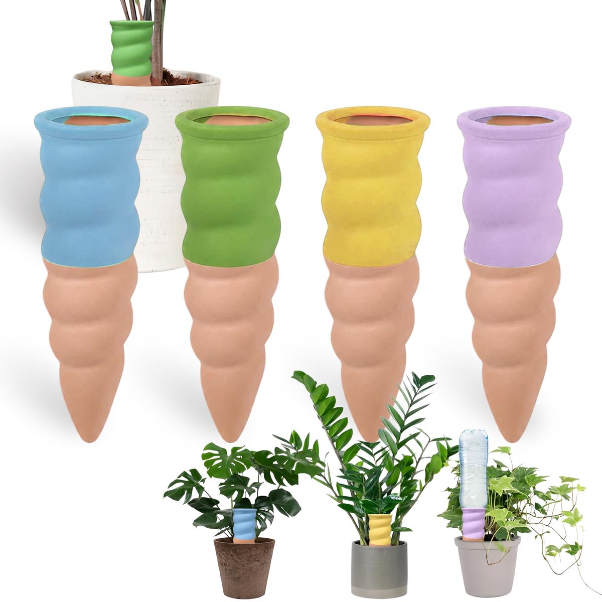 SnelShoppen - Bewateringsballen 4 stuks - Kleikegels voor Irrigatie - Waterdispenser voor Planten en Bloemen - Zelfbewatering voor Kamerplanten - Idea