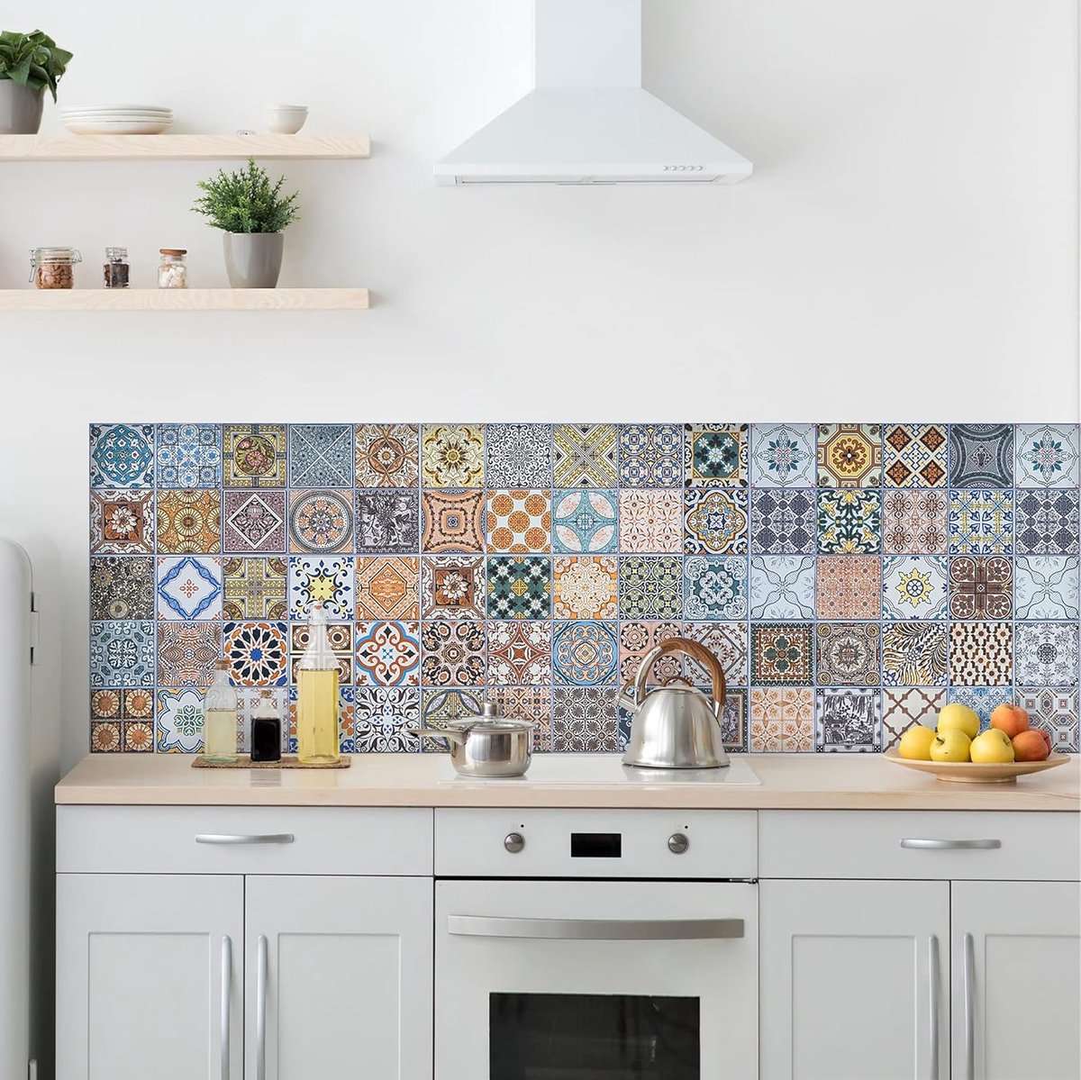 SnelShoppen - Spatbescherming Keuken 260x60 cm, Vuurvast Waterbestendig, 100% Made in Italy, Eenvoudig te Gebruiken met Niet-Giftige Inkt voor Veilig