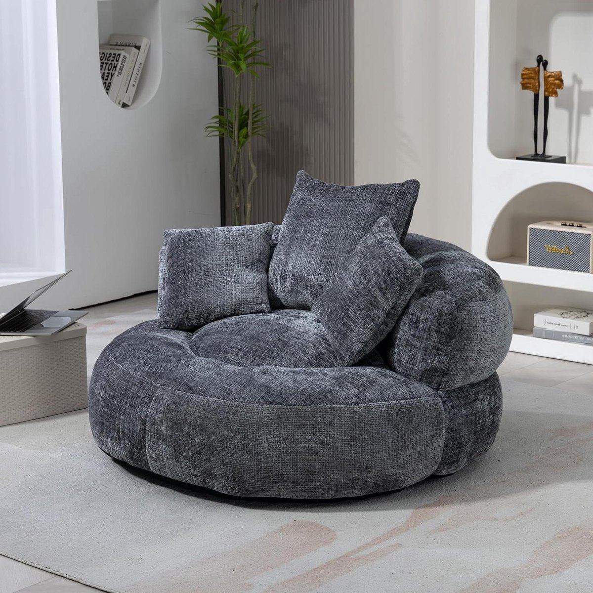 Lounger Zitzak - Fauteuil Zetel - Ontspannen Thuis - Hoge Rugleuning - 108 cm Breed - Grijs