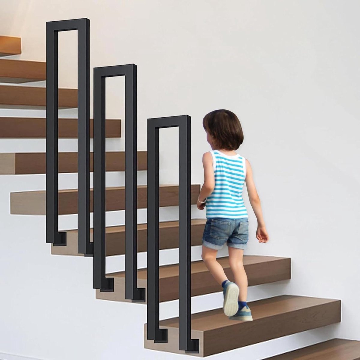 Trapleuning Voor Binnen - U-vormige Leuning - Veilig Traplopen - Antislip Comfort Grip - 95cm - Zwart