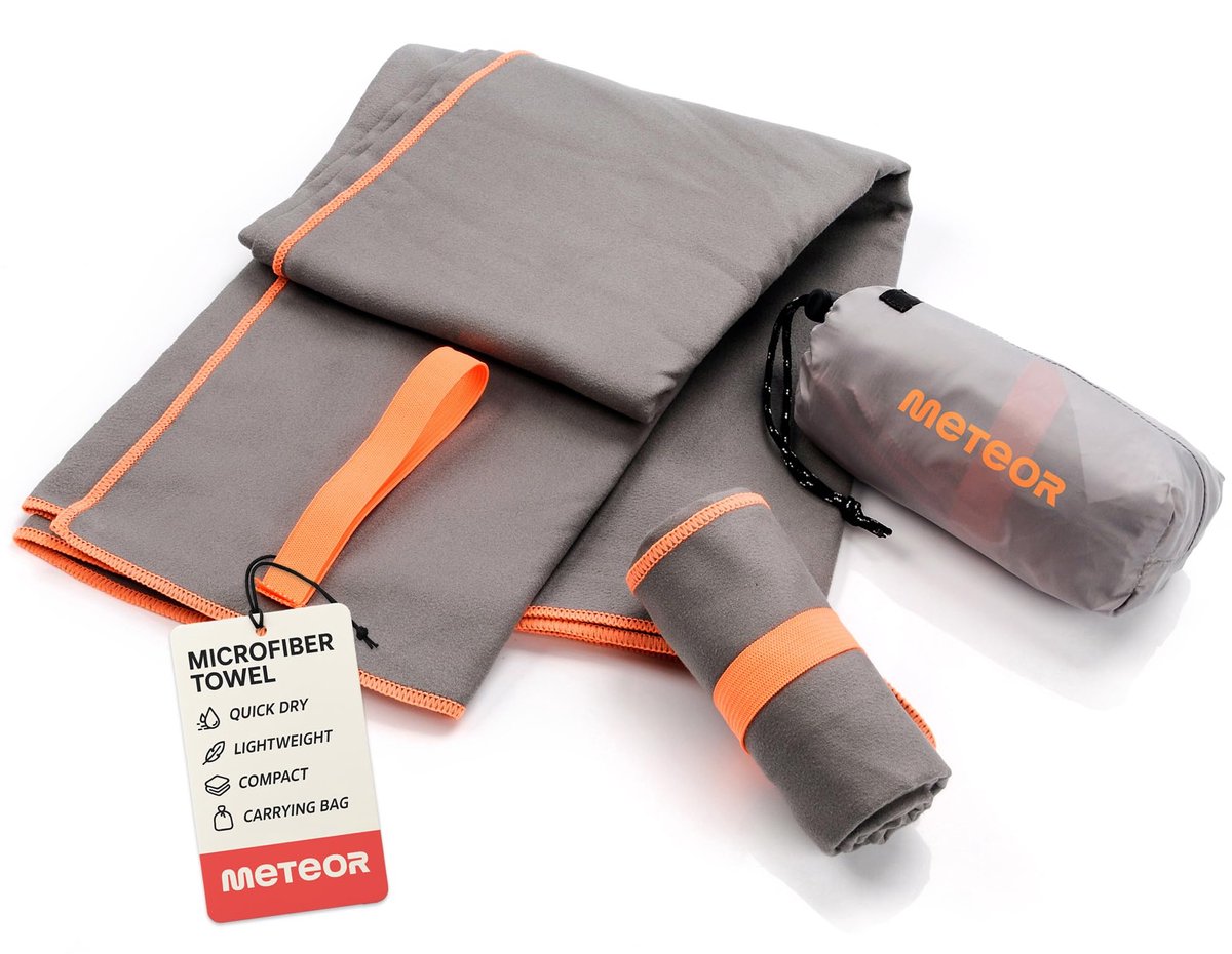 SnelShoppen - Microvezel Fitnesshanddoek XL 110x175cm - Ultra Absorberend Sneldrogend Reishanddoek Badhanddoek Strandhanddoek Grijs voor Sport Sauna e