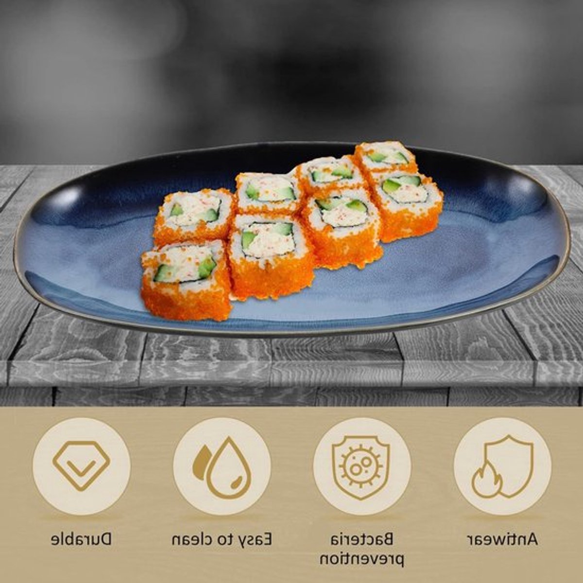 Elegante Ovale Serveerschalen van Porselein voor Hapjes, Vlees en Snacks - Perfect voor Feestjes en Diners in Blauw