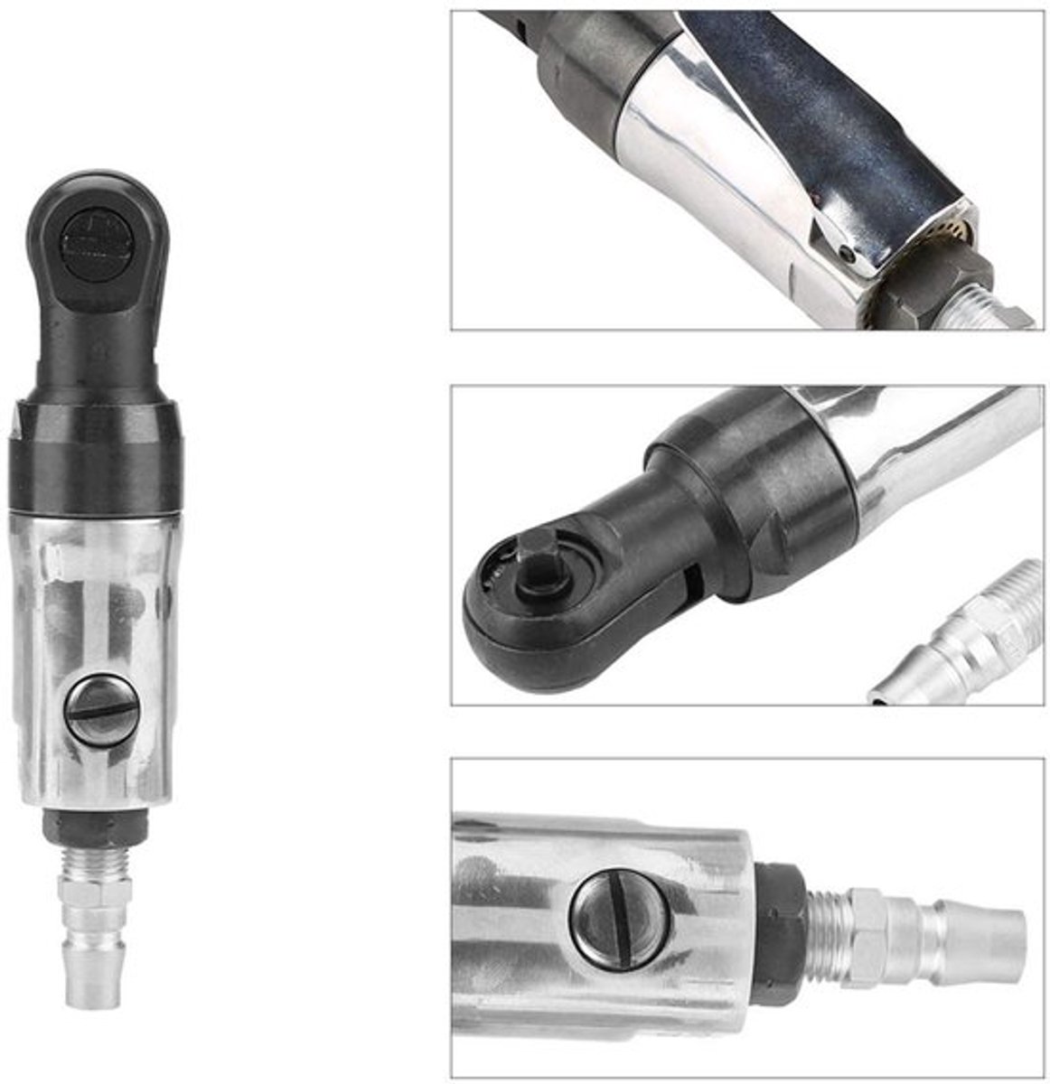 Pneumatische Ratelsleutel 3/8 Inch - Luchtsleutel met 1/4" Inlaataansluiting - 300 RPM - 90 PSI Luchtdruk - Compact Formaat - Hefboombesturing - Luchtmoersleutel
