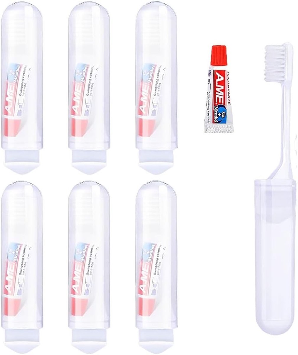 Tandenborstel Reizen Set van 6 Stuks Mini Opvouwbaar voor Kinderen en Volwassenen, Gevouwen 11.5Cm, Ideaal voor Vakanties en Thuisgebruik