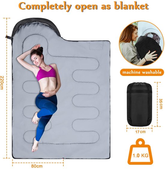 SnelShoppen - Slaapzak Outdoor Camping 3 Seizoenen Volwassenen 2-in-1 Functie Dekenslaapzak Warm Lichtgewicht Waterdicht Rugzakreizen Wandelen Reizen van Snelshoppen — afbeelding 2